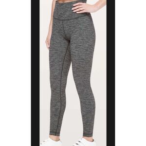 Lululemon Womens High Rise Wunder Under Knit‎ Leggings Heathered Gray Black Size